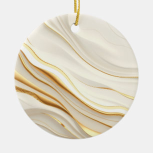 "Üppige Gold- und Creme-Marmorwirbel" Keramik Ornament