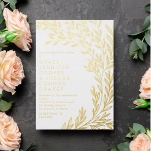 Üppige goldene Grünpflanzen Hochzeit im informelle Folieneinladung