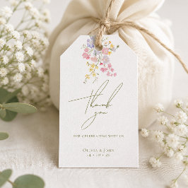 Üppige grüne Boho-Wildblumen elegante Hochzeit Geschenkanhänger