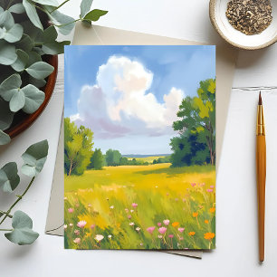 Üppige grüne Wiesenlandschaft Natur Landschaftsmal Postkarte