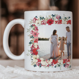üppige klassische florale Weihnachts-Botanik-Foto Kaffeetasse