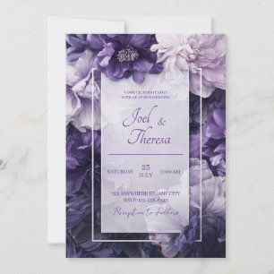 Üppige königliche violette Pfingstrose Blumenhochz Einladung