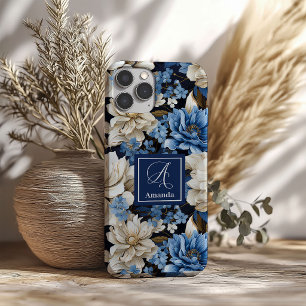 Üppige navyblaue Blumen iPhone-Hülle Elegant iPhone 16 Hülle