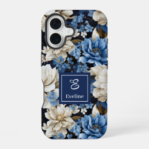 Üppige navyblaue Blumen iPhone-Hülle Elegant iPhone 16 Hülle