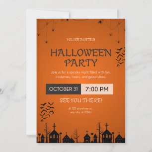 Üppige orange gruselige Halloween-Party-Einladung Einladung