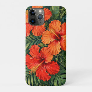 Üppige orange Hibiskus-Dschungelblumen tropisch Case-Mate iPhone Hülle