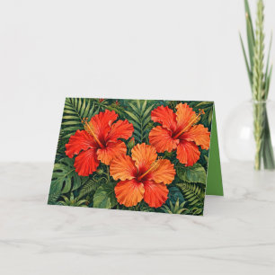 Üppige orange Hibiskus-Dschungelblumen tropisch Dankeskarte