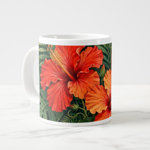 Üppige orange Hibiskus-Dschungelblumen tropisch Jumbo-Tasse