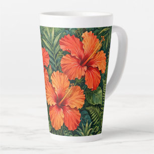 Üppige orange Hibiskus-Dschungelblumen tropisch Milchtasse