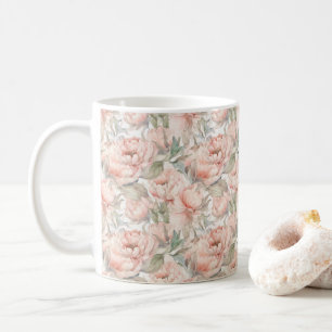 üppige Pfingstrose auf sanftem Hintergrund Kaffeetasse