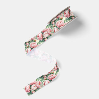 Üppige rosa Pfingstrose dichte Floral Hochzeits Ripsband
