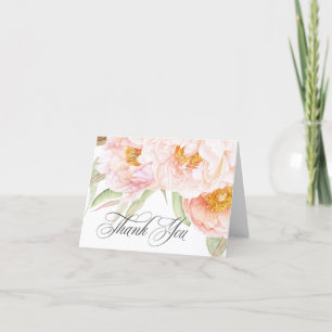 Üppige rosa Pfingstrosen Aquarell Blumendankeschön Dankeskarte
