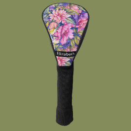 Üppige rosa und violette Blumen Personalisiert Golf Headcover