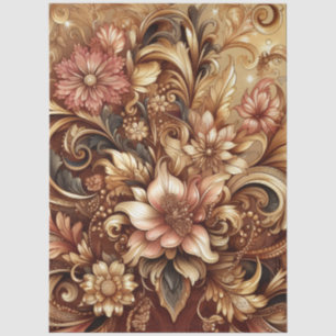 Üppige Roségold Barock Blumen Dekoupage Tissue P Seidenpapier