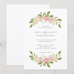 Üppige Rosen Elegante rosa Blumenhochzeit Einladung