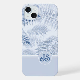 Üppige, ruhige blaue Farne Monogramm Anfangsbuchst iPhone 15 Plus Hülle