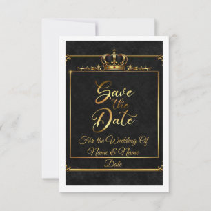Üppige schwarze und goldene Konfetti-Schwarze Kart Save The Date