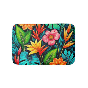 Üppige tropische Jungle-Bloom-Kunst Badematte