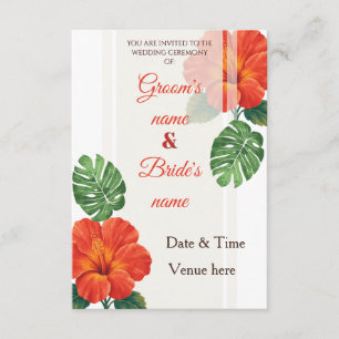 Üppige tropische Monstera- und Hibiskus-Hochzeitse Einladung