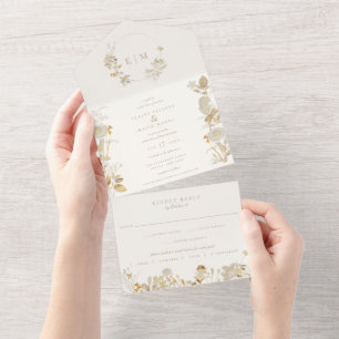 Üppige vergoldete Gartenhochzeit All In One Einladung