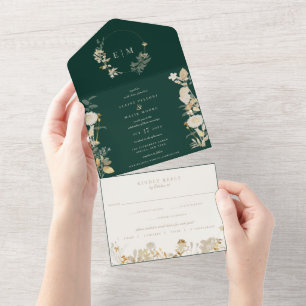 Üppige vergoldete Gartenhochzeit All In One Einladung