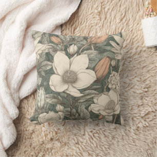 Üppige Vintage-Magnolie Botanical Floral Kissen
