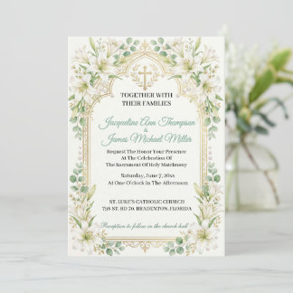Üppige Weiße Lilien Hochzeit Einladung