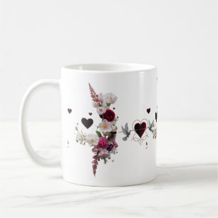 Üppiger Blumencluster Samt-Herzen Klassischer Mugg Kaffeetasse