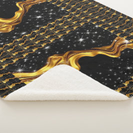 Üppiger Galaxie-Stream Liquid Gold Schwarz Monochr Sherpadecke