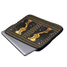 Üppiger Galaxy Stream Liquid Gold Black Monochrom Laptopschutzhülle