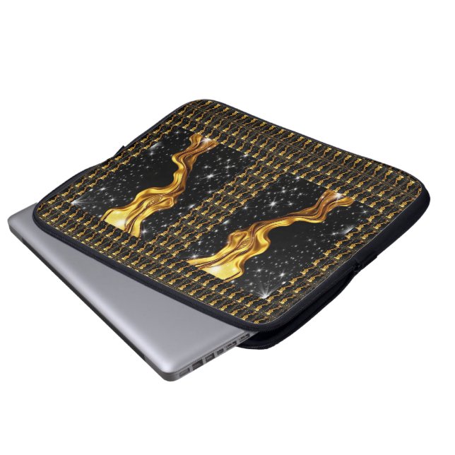 Üppiger Galaxy Stream Liquid Gold Black Monochrom Laptopschutzhülle (Vorne Knopf)