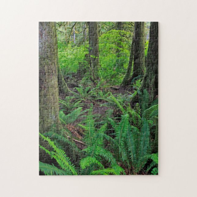 Üppiger grüner Wald Landschaft Puzzle (Vertikal)