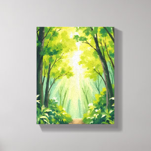 Üppiger grüner Wald   Natur Landschaft Aquarell Leinwanddruck