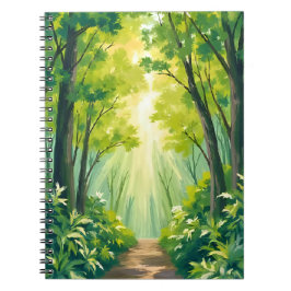Üppiger grüner Wald | Natur Landschaft Aquarell Notizblock