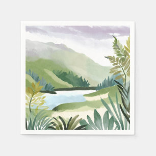 Üppiger Hang   Grüne Aquarell-Naturmalerei Serviette