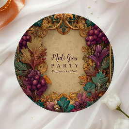 Üppiger Mardi-Gras-Masqueradeball mit Weinlaub Pappteller