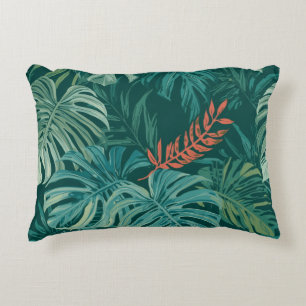 Üppiger Smaragd-Jungle-Print Dekokissen