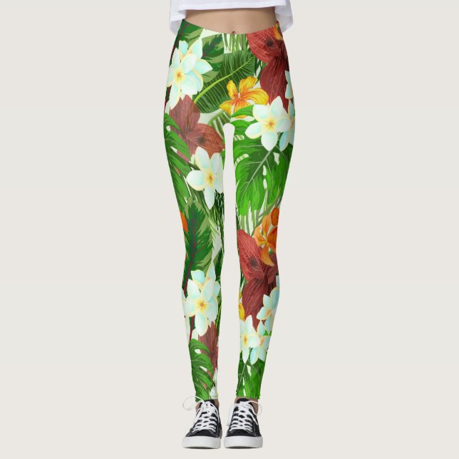 Üppiger tropischer Regenwald Leggings (Vorderseite)