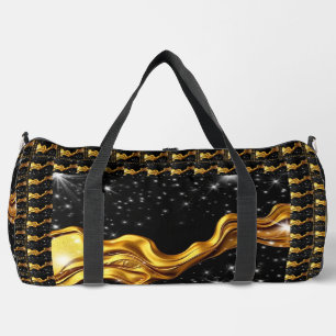 Üppiger Wirbel Flüssiges Gold Schwarzes Monochro C Duffle Bag