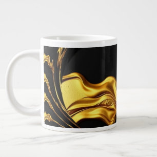 Üppiger Wirbel Flüssiges Gold Schwarzes Monochrom Jumbo-Tasse