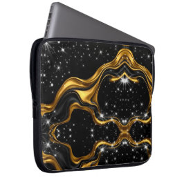 Üppiger Wirbel Flüssiges Gold Schwarzes Monochrom Laptopschutzhülle