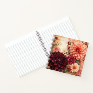 Üppiges Aquarell-Dahlien-Garten-Quadrat-Journal Notizbuch
