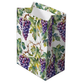 Üppiges Aquarell-Lila-Weinreben-Muster Mittlere Geschenktüte