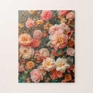 Üppiges Bouquet mit Lachsrosen Puzzle