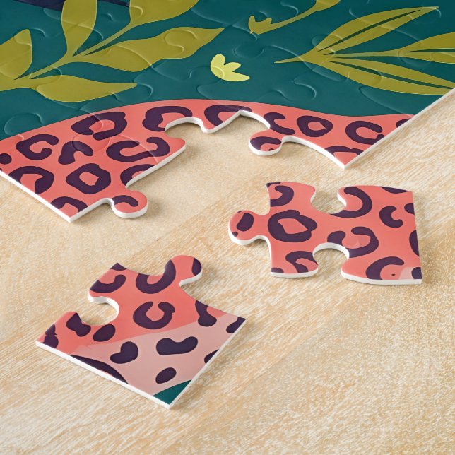 Üppiges Dschungel-Tiermuster Puzzle (Seite)