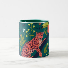 Üppiges Dschungel-Tiermuster Zweifarbige Tasse