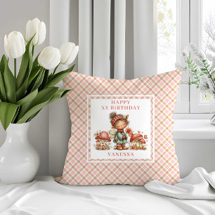 Üppiges Feen-Rot Pink Florales Geburtstagskissen Kissen
