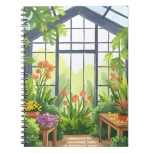 Üppiges Gewächshaus Florales Botanischer Garten Notizblock
