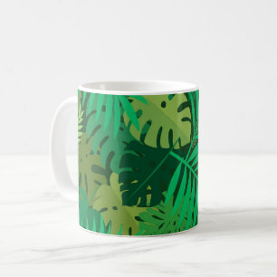 Üppiges grünes tropisches Dschungellaub Kaffeetasse