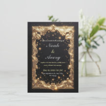 Üppiges Matt-Schwarz- und Goldfolien-Hochzeitskart